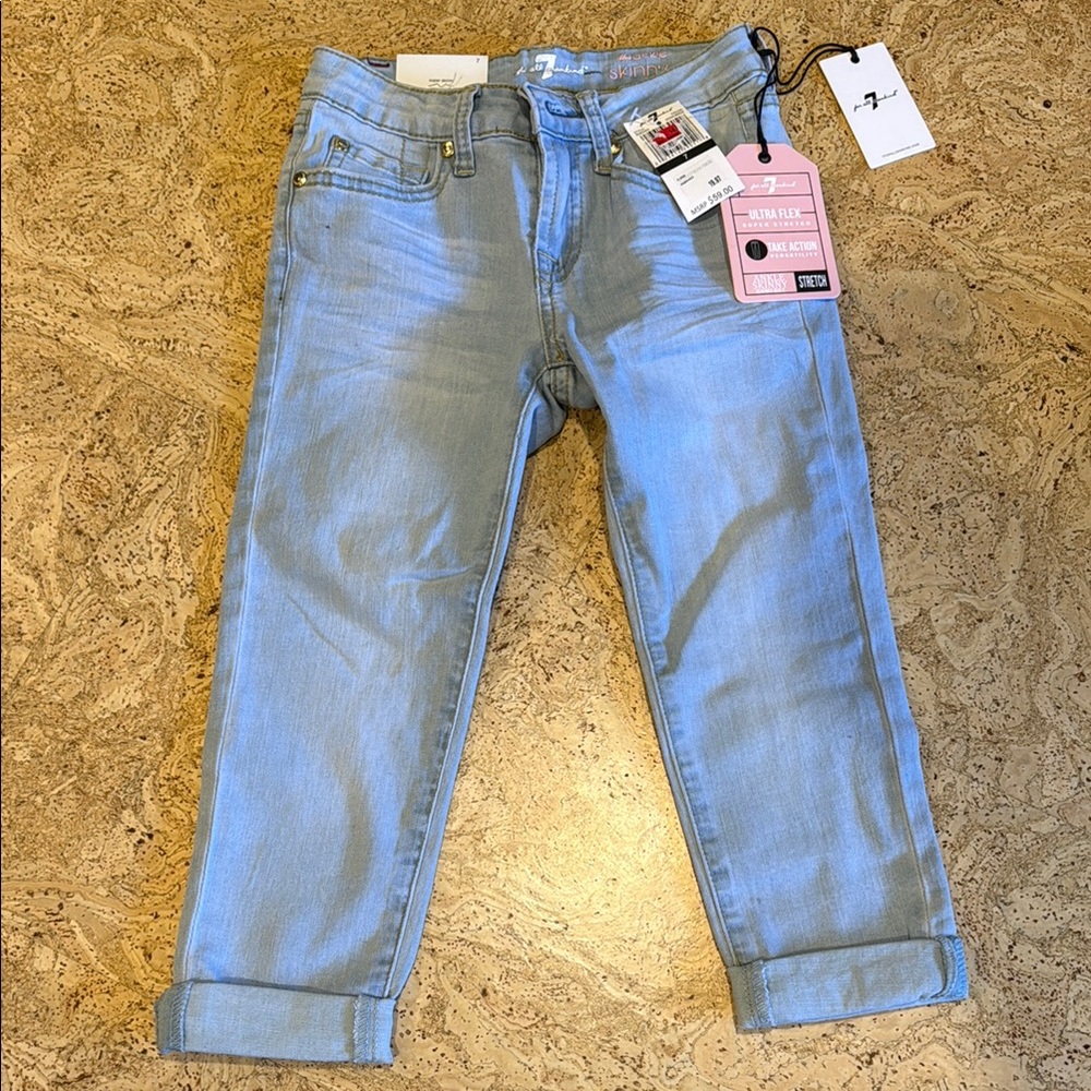 7 For All Mankind Girls Light Blue Ankle Skinny Jeans Sz 7